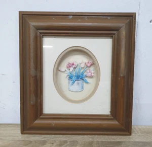 Glazed Paper Floral Vintage Small Wall Art - Picture 1 of 7