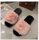 Stylish Plush Slippers Faux Fur Soft Comfortable Slip On Letter Slippers