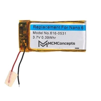 Replacement Battery for Apple iPod Nano 6th Generation A1366 16GB 8GB 616-0531 - Image 1 of 3