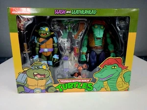 NECA Teenage Mutant Ninja Turtles Cartoon Slash & Leatherhead Action Figure... - Picture 1 of 11