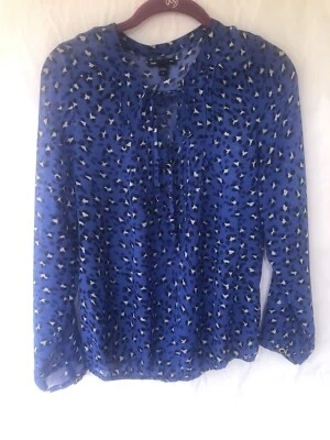 Blusa Gap Damas Top Transparente Multicolor 4 Botones Corbata en el Cuello Pliegues Pequeños Talla S Foto 1 de 4