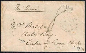 Copertina pre francobollo Mauritius 1855 con CROWN CIRCLE GPO & CAPE TOWN RICEVITORE ROSSO - Foto 1 di 3