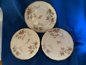 Sylvia Haviland Limoges France Bread & Butter, Dessert,Salad Plates Pk Roses Vtg - Picture 1 of 9