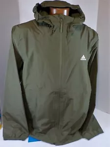 adidas Essentials Men's Rain.Rdy Focus Olive Waterproof Hooded Jacket Size XXL - Picture 1 of 12