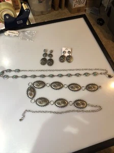 SILVER BELTS AND EARRING SETS - Picture 1 of 6