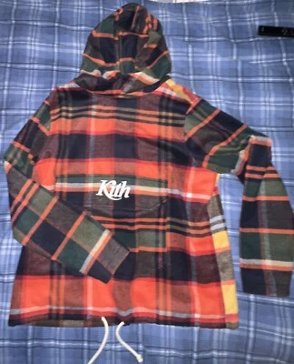 Pullover con capucha de franela a cuadros casi nuevo KITH Harrison - mediano Foto 1 de 4