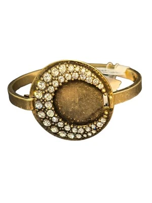 Brazalete Brazalete Anthropologie Media Luna Tono Dorado con Cristal Raro Hallazgo Foto 1 de 4