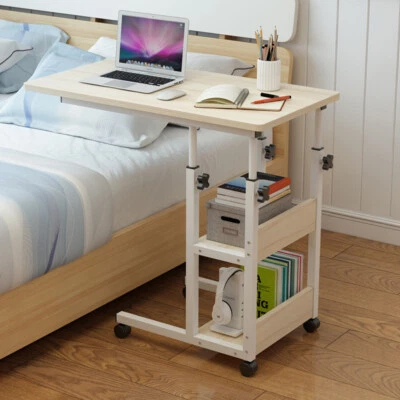 Adjustable Portable Rolling Bedside Workstation Laptop Tray Table Mobile Desk - Image 1 of 4