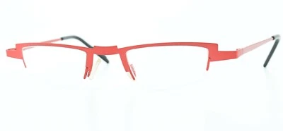 THEO Belgium Glasses Frame Tobie 36 Square Half Rim Art Metal Eye Hot Red Shine - Image 1 of 4