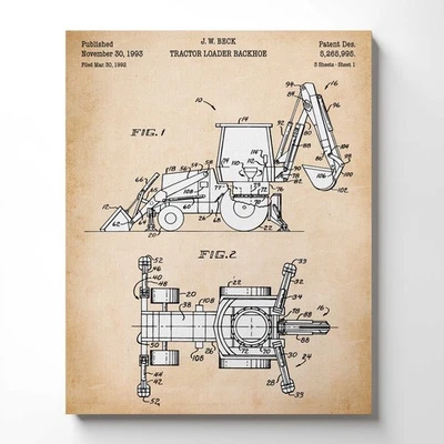 Regalos para trabajadores de la construcción, impresión en lienzo patente retroexcavadora Foto 1 de 4
