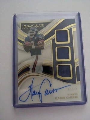 2023 Panini Immaculate Harry Carson 02/99 Auto On Card Patch GU #PC-HCA - Image 1 of 2