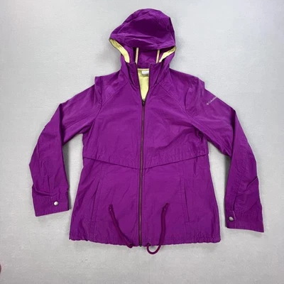 Columbia Chaqueta Mujer Medio Púrpura Con Capucha Cremallera Completa Lluvia Exterior Abrigo AL3089 Foto 1 de 4