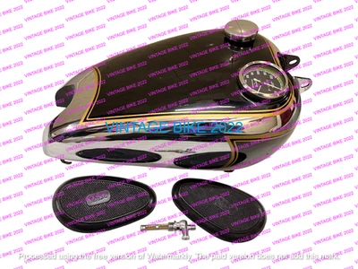 BSA B31 TANQUE DE COMBUSTIBLE DE GAS CROMADO NEGRO CON VELOCÍMETRO Y TAPA GRIFO KPAD / APTO PARA Foto 1 de 4