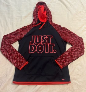 Nike Womens Therma-Fit Hoodie Size S Small Black Red  Just Do It Sweatshirt - Picture 1 of 10