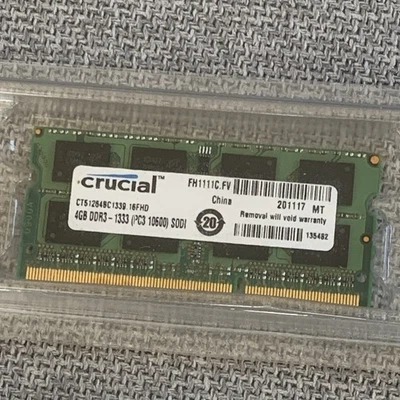 CRUCIAL 4GB DDR3-1333 PC10600 CT51264BC1339 16FHD - Image 1 of 2