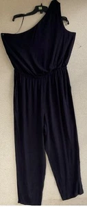 DKNY Womens- Black- Liv One shoulder crepe jumpsuit  Size XL - Picture 1 of 12