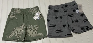 365 Kids from Garanimals Boys Size 5 Fleece Shorts 2 Pack Dinosaur Skateboard - Picture 1 of 8