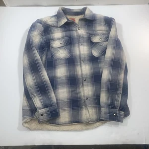 J C Pennys Big Mac Sherpa Lined Flannel Shaket Blue Plaid XL - Picture 1 of 7