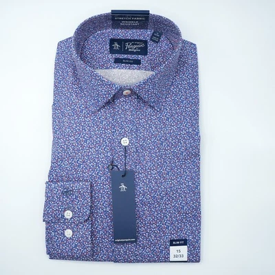 Original Penguin Men's Dress Shirt 15-32/33 SLIM FIT Blue Red White Floral NWT - Image 1 of 4