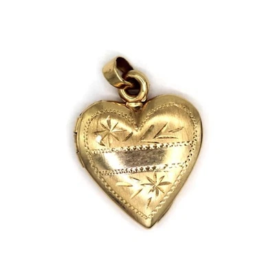 14k Yellow Gold Engraved Heart Locket - Image 1 of 4