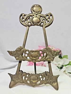 Expositor de mesa/plato de fotos de latón ornamentado soporte para libros/caballete peces estilo decorativo-pesado Foto 1 de 4