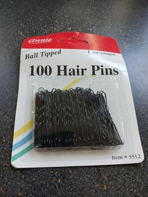 Alfileres de pelo con punta de bola Annie International 100 unidades 1 3/4 negro prensado #3312 Foto 1 de 2