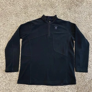 Spyder Kids Size XXL Black Fleece 1/4 Zip Pullover Logo Outdoors Skiing Jacket - Picture 1 of 15