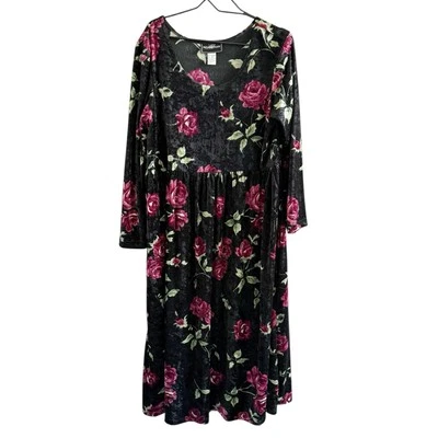 Maxi Vestido De Colección Años 90 Floral Terciopelo Talla 14 Bebé Muñeca Grande Grunge Capricho Foto 1 de 4