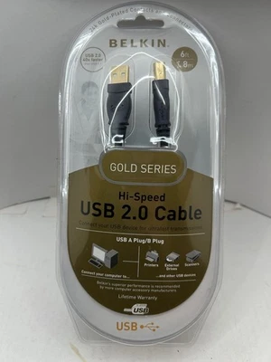 New Belkin Gold Series USB 2.0 Device Cable, A/B, 6', 1.8 Black - Image 1 of 2