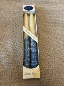 Vintage Safed Hand Crafted Dipped Beautiful Beige & Blue Tapir Candles-Galilea - Picture 1 of 7