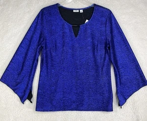 Cato Tunic Blouse Woman Plus X - Large Blue Shimmery Evening Party Wear Metallic - Picture 1 of 8