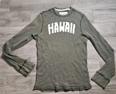 Camisa Hollister CA Waffle Tejida Térmica Cuello Redondo Hawai Para Hombres XL Verde Foto 1 de 4