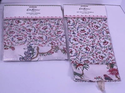 Cath Kidston ~ фартук и набор из 2 чайных полотенец/100% хлопок/цветочный/один размер подходит всем - Изображение 1 из 4