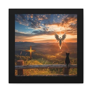 Inspirational Angel Canvas Wall Art, Cat and Nature Decor, Gift for Home 12x12 - Picture 1 of 5