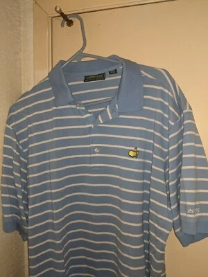 Camisa polo de golf Masters Collection azul para hombre años 60 dos capas mercerizada talla L de colección Foto 1 de 4