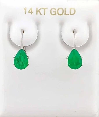 PENDIENTES COLGANTES ESMERALDA ORIGINALES 2,12 quilates oro blanco 14K - Valoración gratuita Foto 1 de 4
