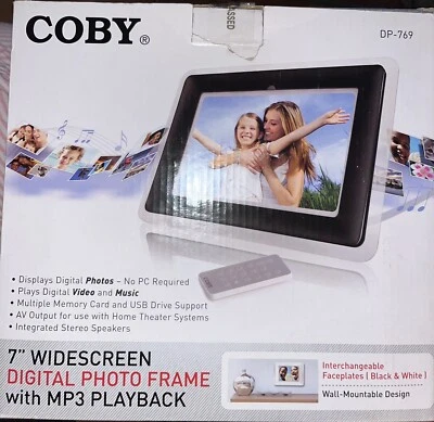 Digital Photo Frame Coby 7-Inch Widescreen with MP3 Player & 2 Frames DP-769 - Image 1 of 3