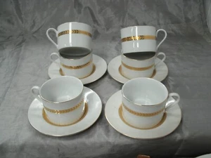 Retroneu IMPERIAL GOLD 4 Tea Coffee Cup & Saucer Sets 22K Gold Porcelain 491B 1 - Picture 1 of 4