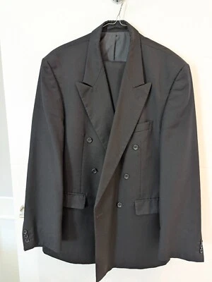 TRAJE VINTAGE BURTON NEGRO PARA HOMBRE DOBLE BOTONADURA LANA POLIÉSTER C44" W42" L32" Foto 1 de 4