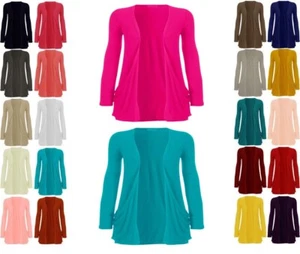 CARDIGAN MUJER SEÑORA NOVIO TOP NIÑAS MANGA LARGA BOLSILLO ABIERTO TODAS LAS TALLAS - Imagen 1 de 17