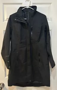 Eddie Bauer Black Trench Coat Women Size S Casual Preppy Water Repellent Jacket - Picture 1 of 13