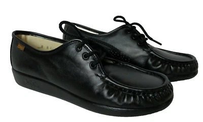 NWOB SAS Womens Siesta Black Leather Lace Up Moccasin Toe Loafers Handsewn 8 N - Image 1 of 4