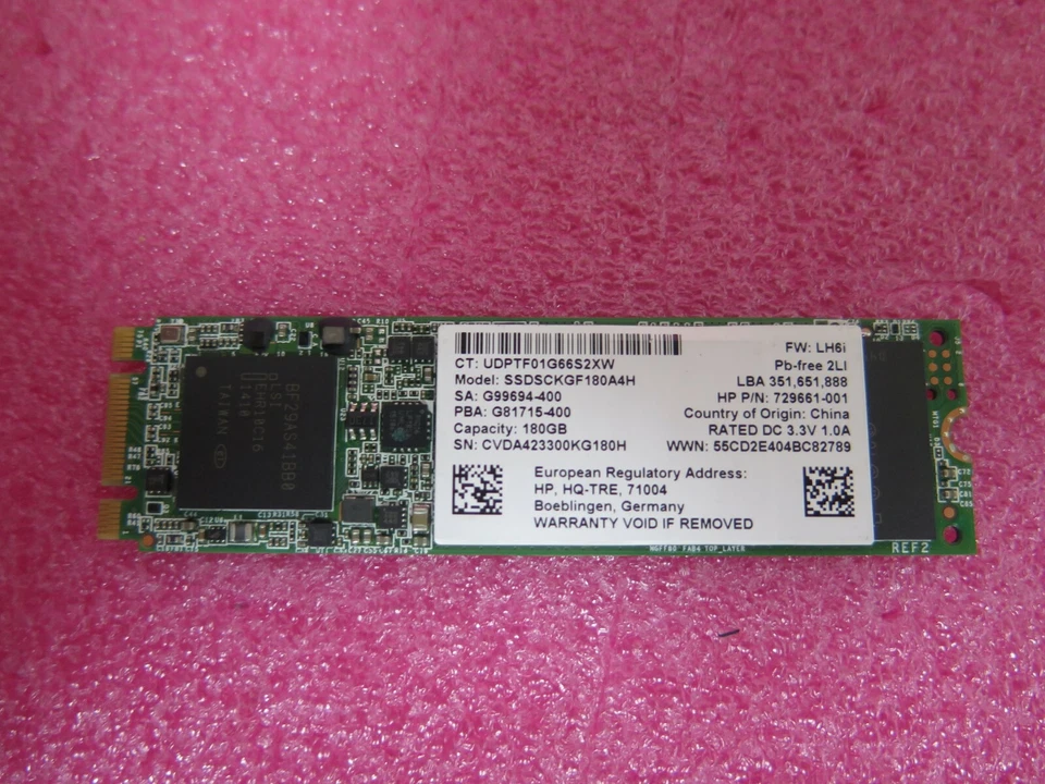 HP 180GB M.2 SSD SOLID STATE DRIVE SSDSCKGF180A4H 729661-001 - Image 1 of 1