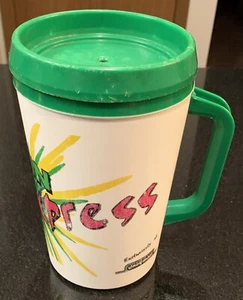 Vintage Aladdin Mountain Express Dairy mart Travel Mug Cup 32oz Well Used - Picture 1 of 10