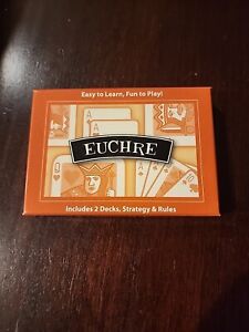 1- SET 2 DECKS  OF EUCHRE PLAYING CARDS WITH RULES AND STRATEGY 