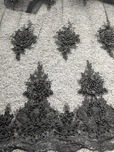 Embroidered Sequin Floral Net Lace Fabric Wedding Craft DIY 5 metres - Picture 1 of 6