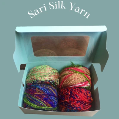 Buy 2 Get 2 - Recycled Sari Silk Yarn - 100% Silk - Multi Color - Hand Spun - Image 1 of 2