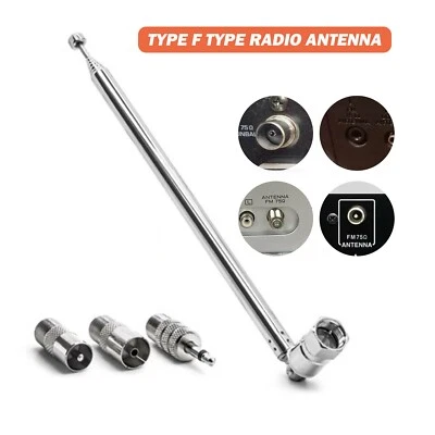 NSI Antenna Antenna Telescopica 75 Ohm con Adattatore TV / 3.5 Radio Onda Tipo FM F