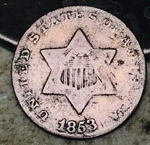 1853 Three Cent Silver Piece Trime 3c Type 1 Ungraded US Coin CC18075 Cover
