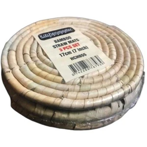 17cm 7'' Round Straw Placemats Water Hyacinth Weave Rattan Drinks Mat x6 - Picture 1 of 3